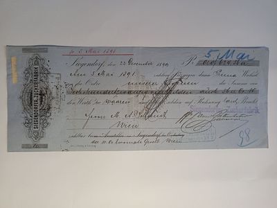 Austria, Siegendorfer Zuckerfabrik, Promissory Note, Siegendorf, 624.56 Gulden, 1890. Issued in 