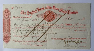 Argentina The English Bank of the River Plate Ltd. bill of exchange (Third of Exchange) Rosario 