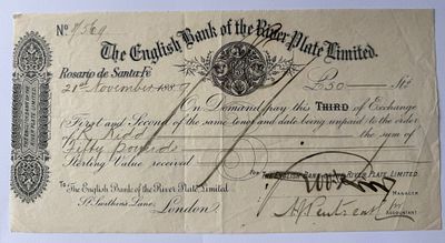 Argentina The English Bank of the River Plate Ltd. bill of exchange (Third of Exchange) Rosario 