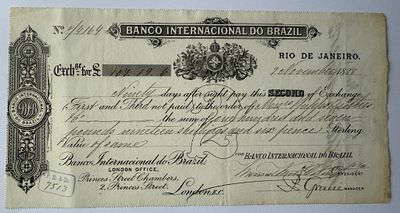 Brazil Banco Internacional do Brazil bill of exchange (Second of Exchange) Rio de Janeiro L107 