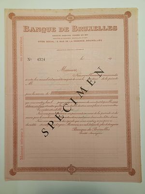 Belgium Banque de Bruxelles Lettre de Credit Brussels - c.1920s. Pink‑tinted specimen credit 