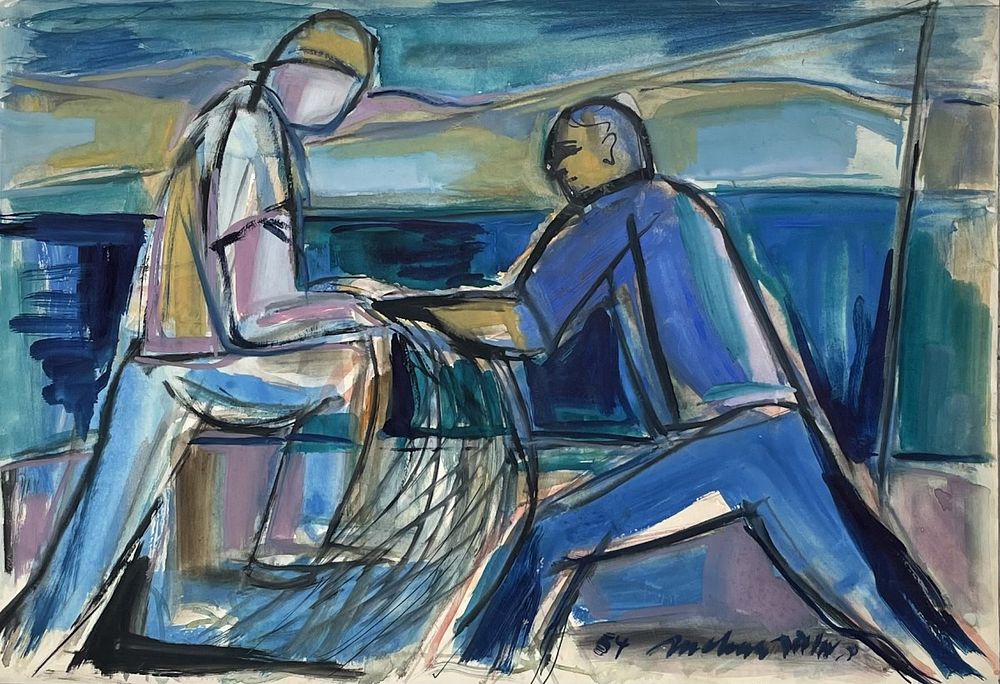 Raphael Mohar , 1906-1962 - The fishermen, 1954. Artist's name: Raphael Mohar , 1906-1962 Item 