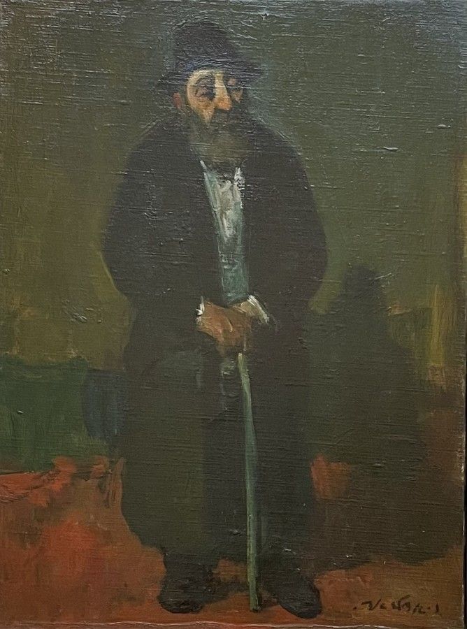 Edouard (Ed) Adler , 1917-1984 - A Jew with a walking stick, . Artist's name: Edouard (Ed) Adler 