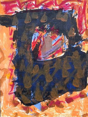 לאה ניקל , 1918-2005 - ללא כותרת, 1984. טכניקה: גואש על נייר מוצמד לבד מידות: 39X29 ס"מ חתום: חתום 