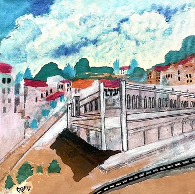 עודד פיינגרש , נ. 1938 - קולנוע עדן, נווה צדק. טכניקה: שמן ואקריליק על בד מידות: 30X30 ס"מ חתום: 