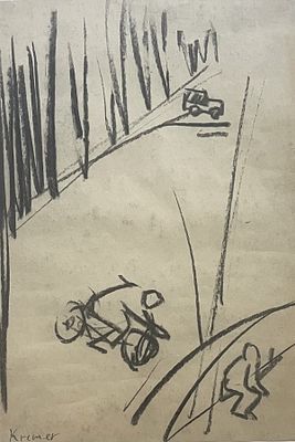 אלכס קרמר , נ. 1966 - ללא כותרת. טכניקה: פחם מידות: 34X28 ס"מ חתום: חתום.