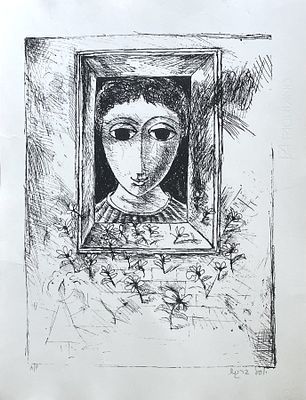 יוסל ברגנר , 1920-2017 - ילדה בחלון. טכניקה: תחריט מידות: 47X35 ס"מ חתום: חתום. אודות האמן: 
צייר 