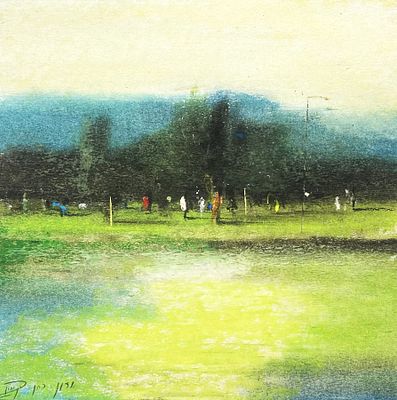 ירון כהן , נ. 1984 - פארק הירקון. טכניקה: פסטל מידות: 20X20 ס"מ חתום: חתום.