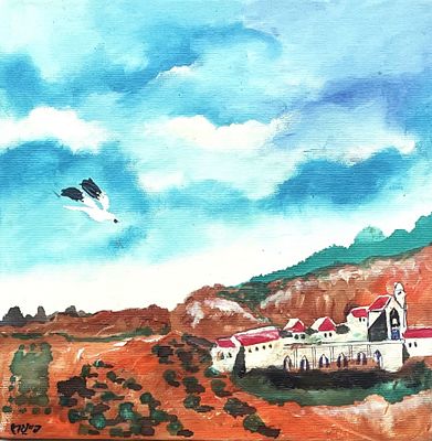 עודד פיינגרש , נ. 1938 - כרמים בלטרון, . טכניקה: אקריליק ושמן על בד מידות: 30X30 ס"מ חתום: חתום 