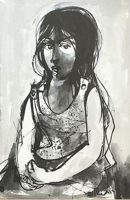 רות שלוס , 1922-2013 - ילדה, . טכניקה: דיו ואקריליק על נייר מידות: 49X34 ס"מ חתום: חתום. אודות 