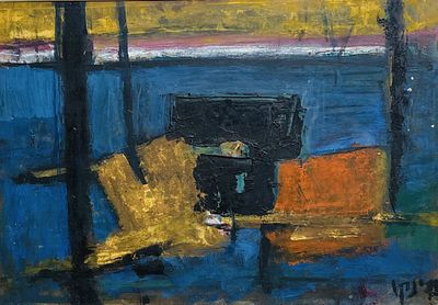 מרסל ינקו , 1895-1984 - קומפוזיציה, . טכניקה: שמן על נייר מוצמד לבד מידות: 34X49 ס"מ חתום: חתום. 