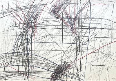 רפי לביא , 1937-2007 - ללא כותרת, 1988. טכניקה: עיפרון ועפרונות צבעוניים מידות: 48X69 ס"מ חתום: 