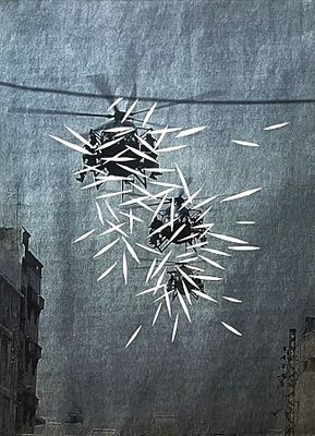 מאיה כהן לוי , נ. 1955 - מתוך הסדרה בוקר יום ראשון, 2003/7. טכניקה: טכניקה מעורבת על נייר מידות: 