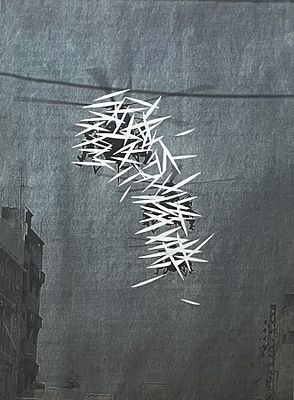 מאיה כהן לוי , נ. 1955 - מתוך הסדרה בוקר יום ראשון, 2003/7. טכניקה: טכניקה מעורבת על נייר מידות: 