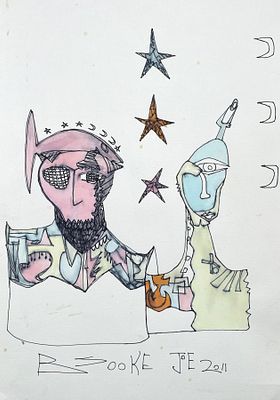 בזוקה ג'ו - ללא כותרת, . טכניקה: טוש ואקוורל מידות: 30X21 ס"מ חתום: חתום.