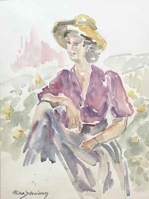 ריקה שווימר , 1910-2014 - אישה בנןף, . טכניקה: אקוורל מידות: 61X47 ס"מ חתום: חתום.
