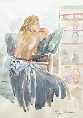 ריקה שווימר , 1910-2014 - דוגמנית בסטודיו, . טכניקה: אקוורל מידות: 68X50 ס"מ חתום: חתום.