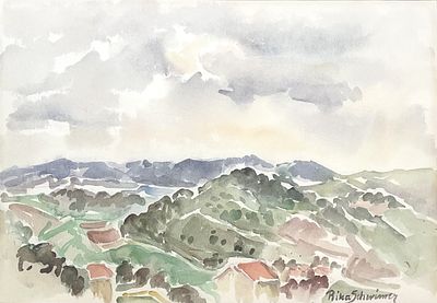 ריקה שווימר , 1910-2014 - נוף בגליל, . טכניקה: אקוורל מידות: 48X67 ס"מ חתום: חתום.