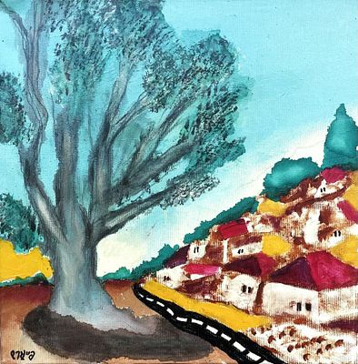 Oded Feingersh , 1938-2026 - The Way to Safed, . Artist's name: Oded Feingersh , 1938-2026 Item 