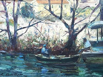 Zoma Baitler , 1908-1994 - Boat on the lake, . Artist's name: Zoma Baitler , 1908-1994 Item name: 