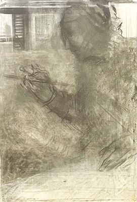 Zvi Lachman , b. 1950 - The painter in the studio, 1988-92. Artist's name: Zvi Lachman , b. 1950 