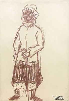 יעקב איזנשר , 1896-1980 - פורים, . טכניקה: רישום ספיה מידות: 26X18 ס"מ חתום: חתום בחותמת העיזבון 