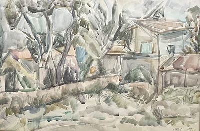 אורי שטטנר , 1935-1999 - נוף, . טכניקה: אקוורל מידות: 42X64 ס"מ חתום: חתום.