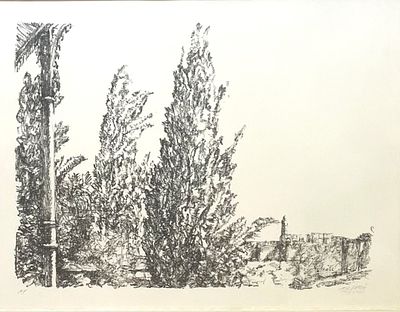 אביגדור אריכא , 1929-2010 - בגן משכנות שאננים, 1978. טכניקה: ליטוגרפיה מידות: 38X48 ס"מ חתום: חתום 