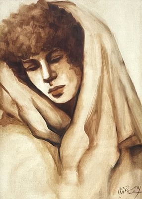 עדית פאנק , נ. 1952 - אישה, . טכניקה: שמן על בד מידות: 33X24 ס"מ חתום: חתום. אודות האמן: ציירת 
