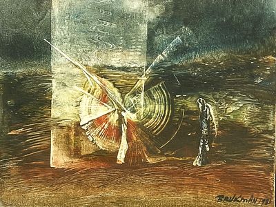 יבגני ברוקמן , 1925-2008 - ללא כותרת, 1981. טכניקה: שמן על בד מוצמד לקרטון מידות: 23X30 ס"מ חתום: 