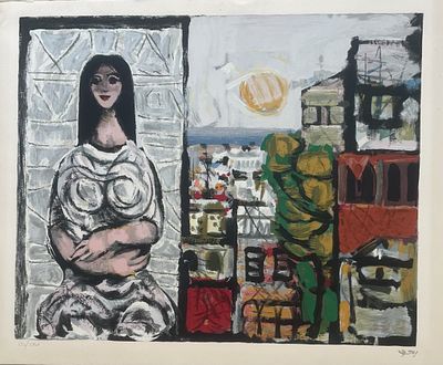 יעקב וכסלר , 1912-1995 - אישה בנוף, . טכניקה: הדפס משי מידות: 56X67 ס"מ חתום: חתום וממוספר 132/150. 