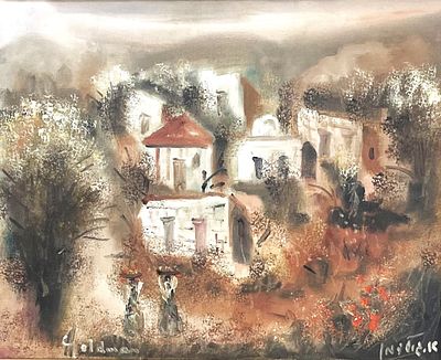 Albert Goldman , 1922-2011 - Houses in tje landscape. Artist's name: Albert Goldman , 1922-2011 