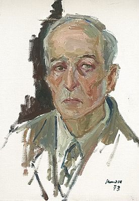Abba Fenichel , 1906-1968 - Portrait of the writer Aharon Weissman, 1973. Artist's name: Abba 
