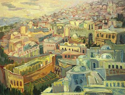 Claire Szilard , b. 1920 - The old town. Artist's name: Claire Szilard , b. 1920 Item name: The 