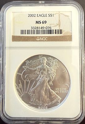 מטבע אונקיית כסף מדורג 69. מטבע איגל 🪙של ארה״ב 🇺🇸 משנת 1992 המטבע במשקל אונקייה חומר ייצור 