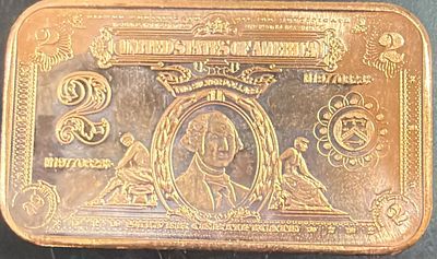 בר יפהפה מנחושת בצורה של 2$ במצב טוב מאוד פריט מיוחד מאספן מוצרי נחושת