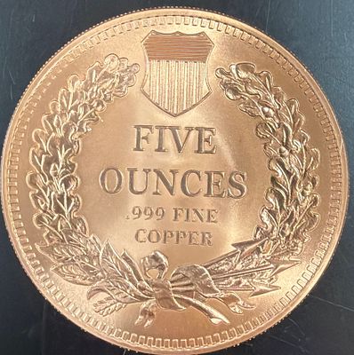 מטבע 5 אונקיות נחושת. מטבע ענק ליברטי של ארה״ב 🇺🇸 5 אונקיות נחושת מטבע ענק במצב שמור מאוד