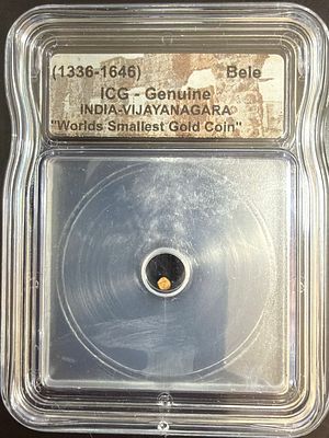 מטבע הזהב הקטן בעולם!!!. הודו - ויג'איאנגארה🇮🇳 מטבע הזהב הקטן בעולם משנת 1336-1646 , פריט 