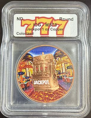 מטבע מדורג 70. מטבע JACKPOT - LUCKY TOKEN מדורג - MS70 ICG הדירוג הכי גבוה שיש ! שמור מאוד ! 1 