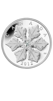 2012 Canada $20 Holiday Snowflake with Swarovski Crystal - 
1 oz Fine Silver Coin 
מטבע של 20 