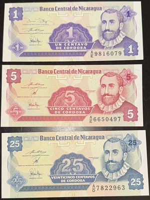 לוט של 3 שטרות משנת 1991 של ניקרגואה 🇳🇮 
במצב מעולה לשטרות בן יותר מ30 שנה - שטרות לדירוג!!!