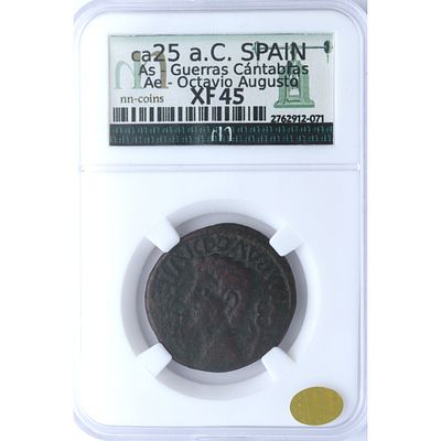 HISPANIA ANTIGUA - Ca 25 a.C. Octavio Augusto. Guerras C&aacute;ntabras. Lugo. As. Ae. MBC