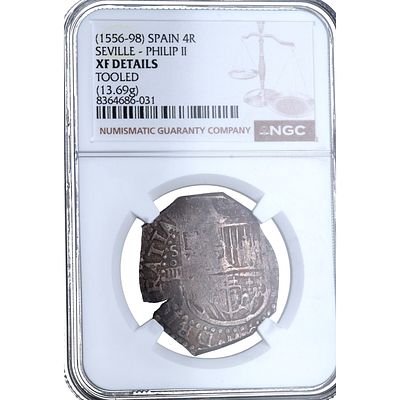 MONARQU&Iacute;A ESPA&Ntilde;OLA - 1556-98. Felipe II. 4 Reales. Sevilla. Ag. MBC