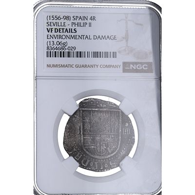 MONARQU&Iacute;A ESPA&Ntilde;OLA - 1556-98. Felipe II. 4 Reales. Sevilla. Ag. MBC