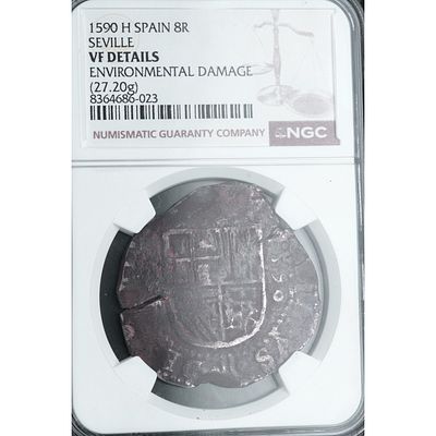 MONARQU&Iacute;A ESPA&Ntilde;OLA - 1590. Felipe II. 8 reales. Sevilla. Ag. BC+ / MBC-