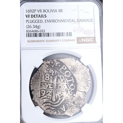 MONARQU&Iacute;A ESPA&Ntilde;OLA - 1692. Carlos II. 8 reales. Potos&iacute; (Bolivia). Ag. BC+ / MBC-