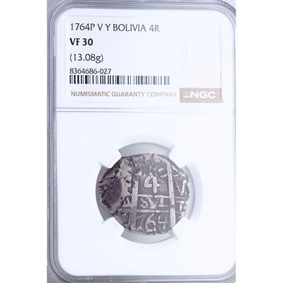 MONARQU&Iacute;A ESPA&Ntilde;OLA - 1764. Carlos III. 4 reales. Potos&iacute; (Bolivia). Ag. MBC