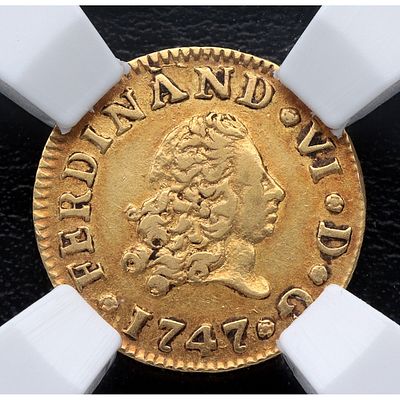 MONARQU&Iacute;A ESPA&Ntilde;OLA - 1747. Fernando VI. &frac12; escudo. Madrid. JB. MBC+ / EBC-