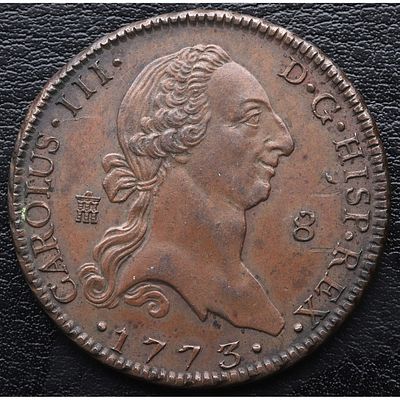 MONARQU&Iacute;A ESPA&Ntilde;OLA - 1773. Carlos III. 8 maraved&iacute;s. Segovia. Cu. EBC+