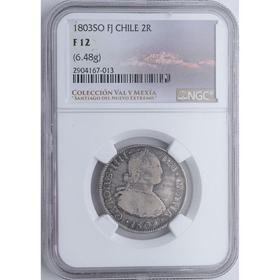 MONARQU&Iacute;A ESPA&Ntilde;OLA - 1803. Carlos IV. 2 Reales. Santiago. PJ. Ag. BC+ / MBC-